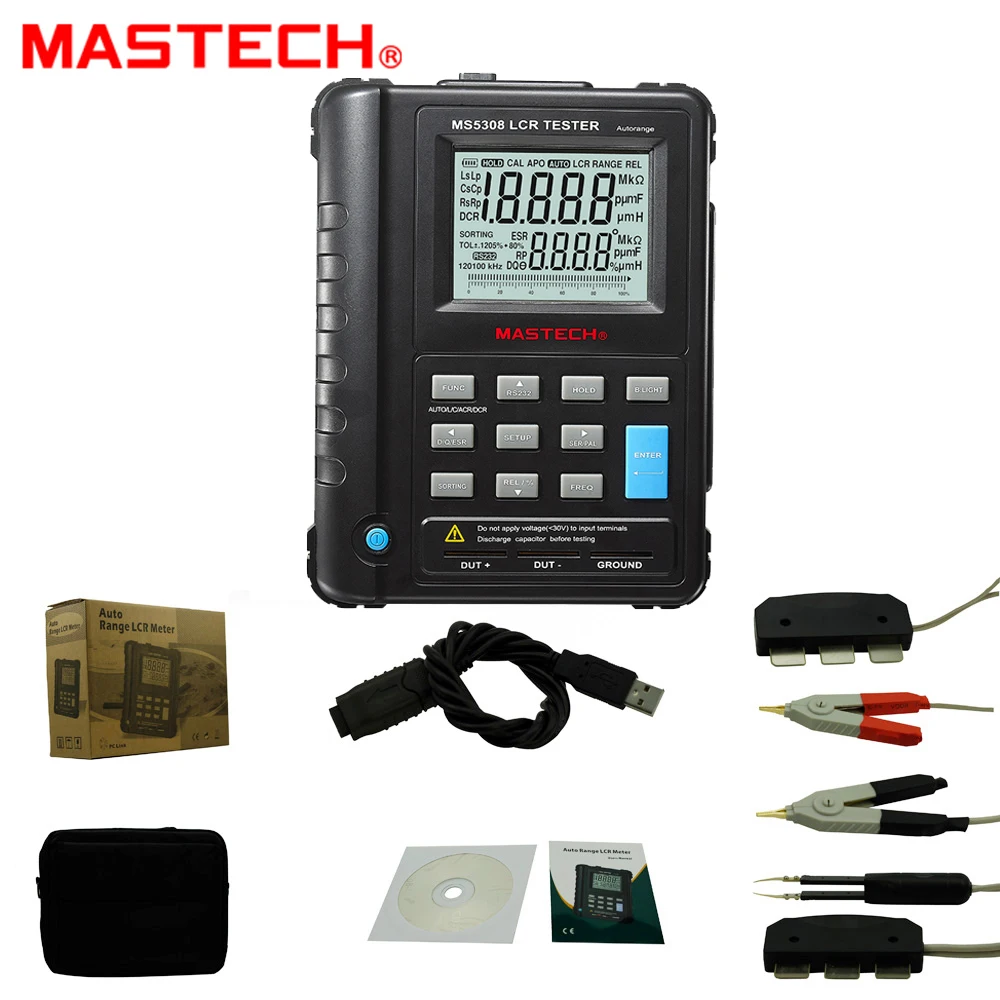 Mastech MS5308 LCR Meter Portable Handheld Auto Range LCR Meter High