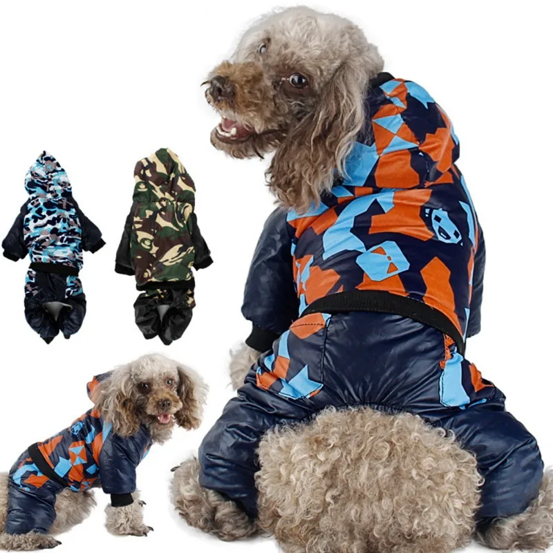 Camouflage Cotton Hoodies Thickened Warm Pet Dogs Four Legs Down Coats