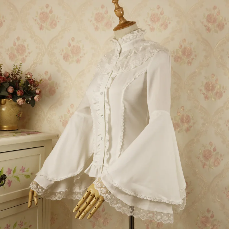 Gothic Style Women Lolita Blouse Long Sleeve Lace