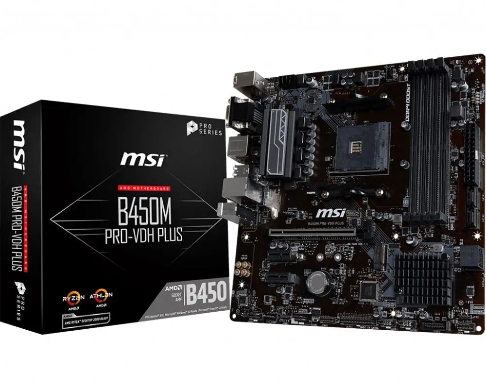 Новая материнская плата MSI B450M PRO-VDH PLUS для настольных ПК DDR4 с разъемом AM4 64GB USB2.0 USB3.1 HDMI DVI VGA B450