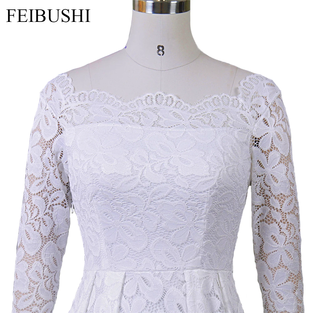 FEIBUSHI белые кружевные платья с открытыми плечами, с вышивкой, сексуальные женские, с длинным рукавом, повседневные, вечерние, вечерние, официальные, макси платья размера плюс