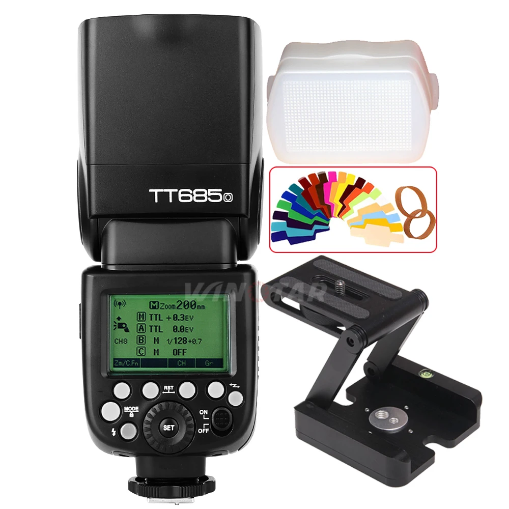 

Godox TT685O 2.4G Wireless HSS TTL Flash Speedlite + Z Tripod Bracket Head for Panasonic Lumix DMC-GX85 G7 GF1 G85 LX100 GH4 GH5