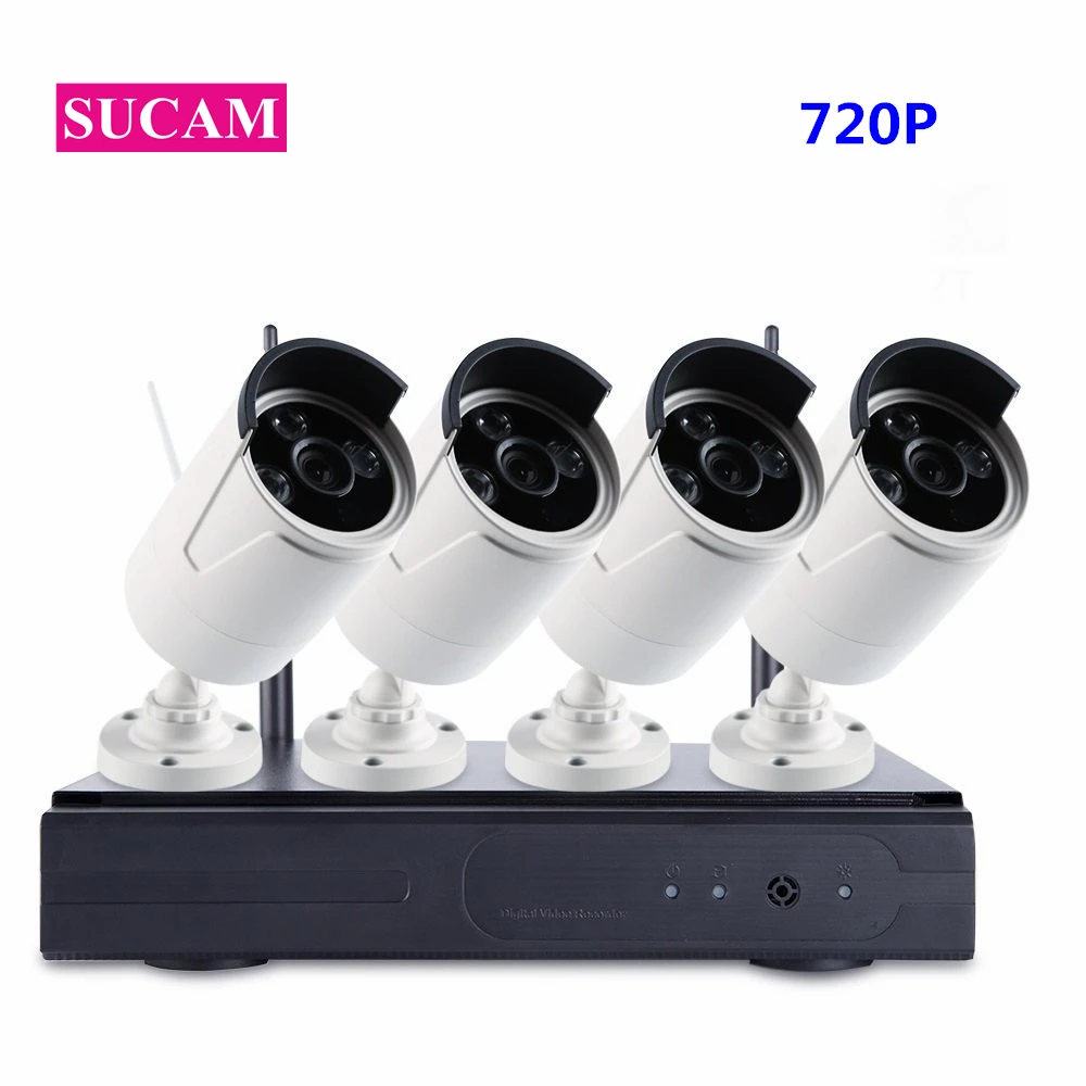 

SUCAM Wireless CCTV System 4CH 720P Waterproof IP camera Outdoor Wifi Home Security System Surveillance Kit P2P 1.0MP Wi-fi