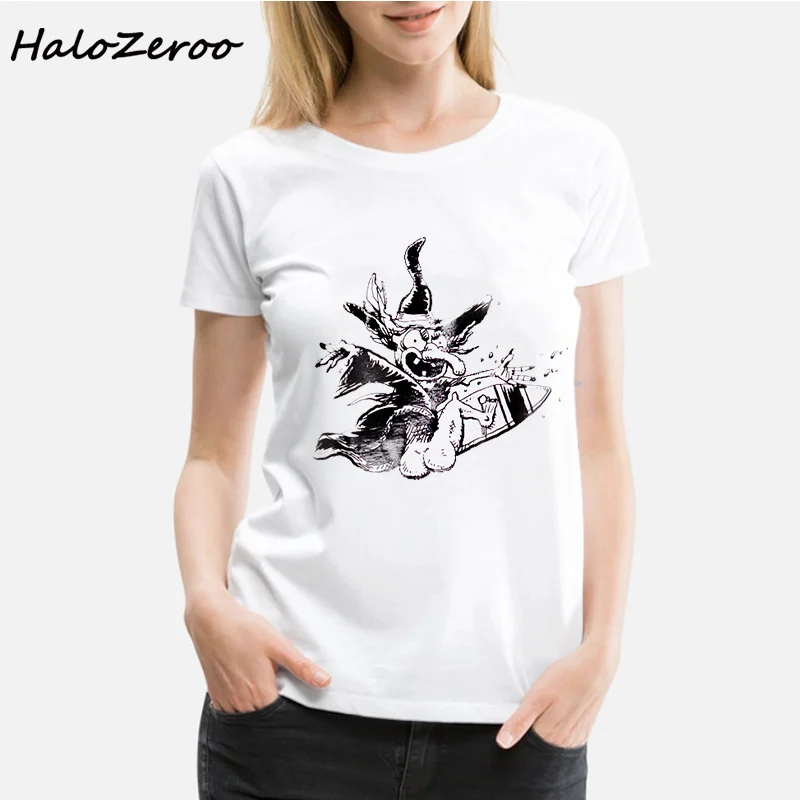 Женская футболка с принтом собачки ведьмы Харадзюку, топы с коротким рукавом и круглым вырезом, футболки женские футболки Mujer, футболки - Цвет: C3010