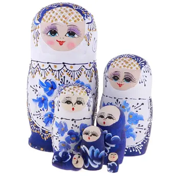 

7pcs Wooden Russian Nesting Dolls Handmade Traditional Matryoshka Dolls Decoration Toy Christmas Birthday Gift for Children