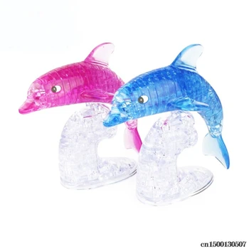 

DIY Crystal Dolphin 3D Puzzle Jigsaw For Children Kids Intellectual Assembled Puzzles Toy Birthday Gift Drop Ship