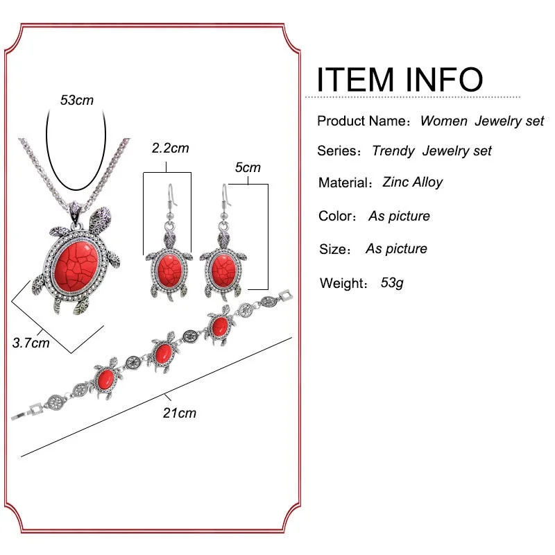 Винтажный Стиль Уникальный черепаховое ожерелье серьги браслет Ювелирные наборы conjuntos de bisuteria sieraden набор