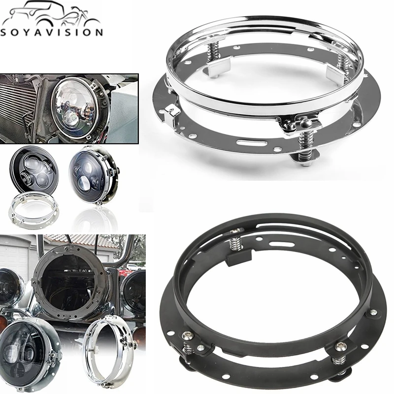 

SOYAVISION For Harley Davidson Accessories 7 Inch Round Mounting Bracket Ring for Harley Jeep Wrangler JK 7" LED Headlight