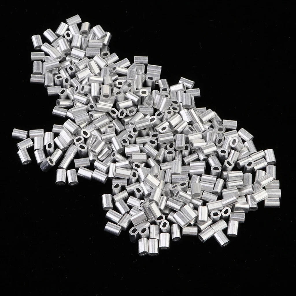 1000pcs Fishing Single Barrel Sleeves Aluminium Crimp Fishing Tackle Connector 0.8/1/1.2/1.5mm fishing Line Clip Tube Connector 