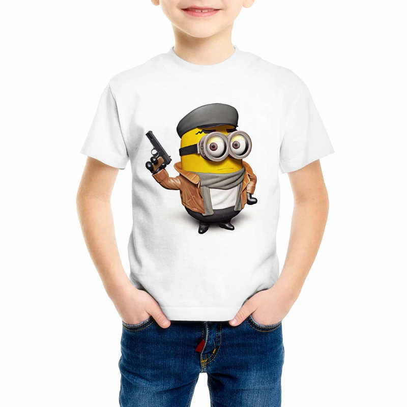 

Fashion minions Tops Kids Clothing Boys Girls Short Sleeve Despicable Me 2 T shirts For Children Baby Boys Girls T Shirt C18-38