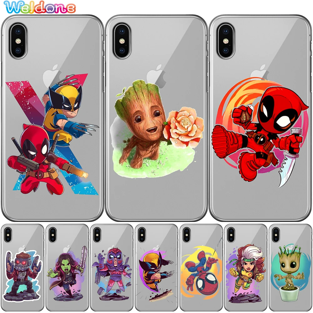 

X-Men Groot Deadpool Wolverine Star-Lord Phone Cover Case For iPhone XS Max XR X 7 6s 8 Plus 5S case cover etui