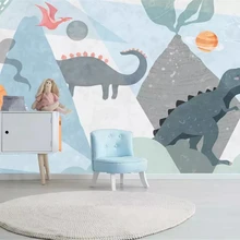 Beibehang пользовательские 3d обои скандинавские ручная роспись мультфильм Динозавр планета вулкан детская комната задний план стены 3d обои