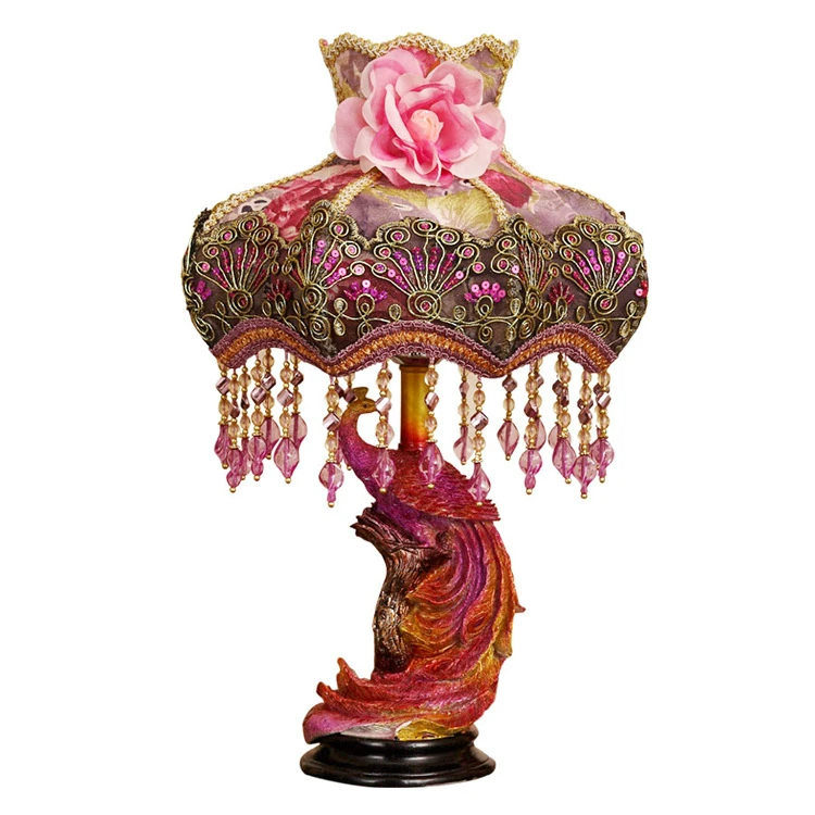 

Creative Retro Phoenix Peacock Rechargeable Wedding Decoration Table Lamp Bedroom Bedside Lamps for Living Room Art Deco Bedside