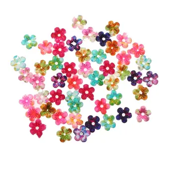 

100Pcs Perforated Resin Flowers Crafts Decorations Flatback Cabochon Scrapbooking For Embellishment Nail Stickers Accessories