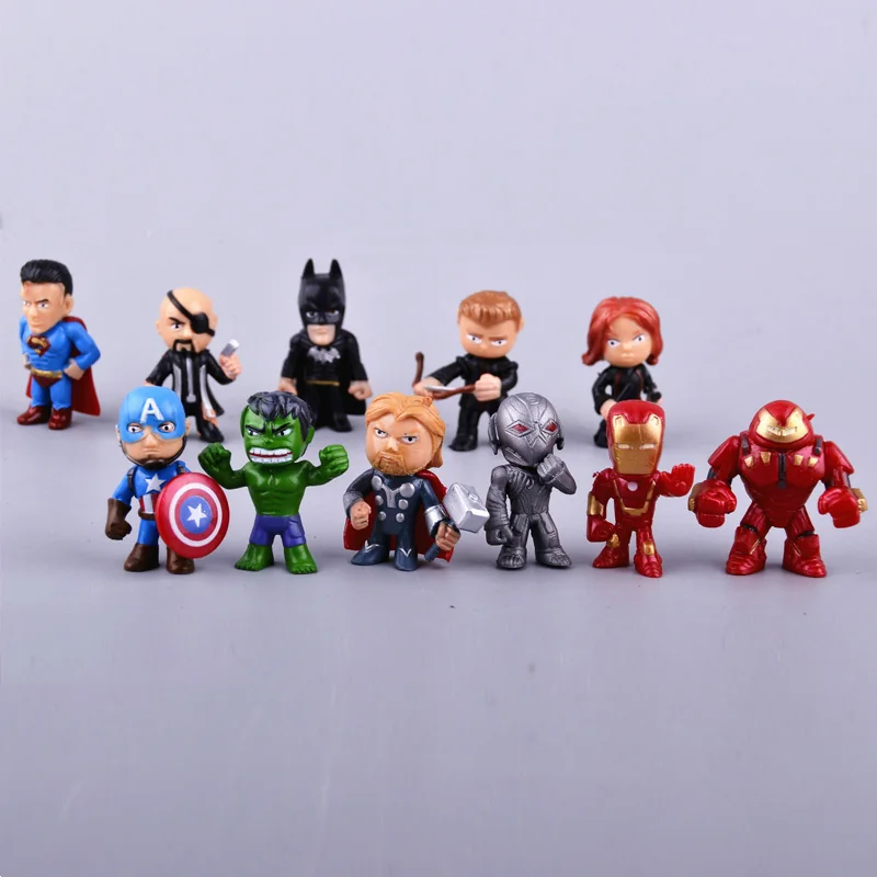 

12 pcs/set 3-5 cm Avengers Action Figure Batman Hulk Action dolls toys for boys girls gift