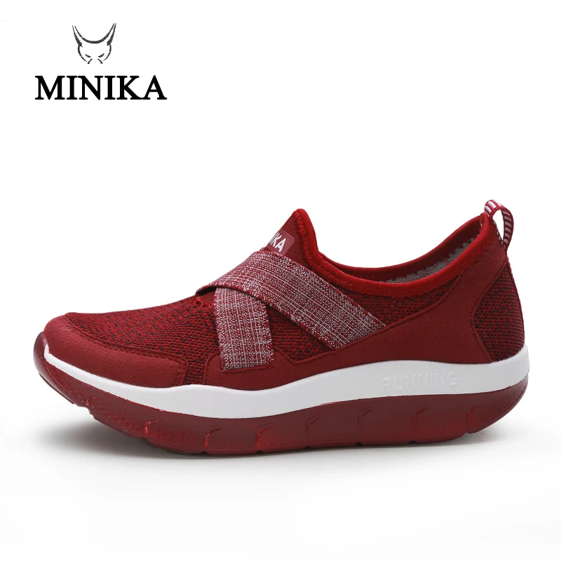 

Minika Women Mesh Toning Shoes Slimming Platform Swing Wedge Shoes Health Slip On Feminino Zapatillas Deportivas Mujer 35-44