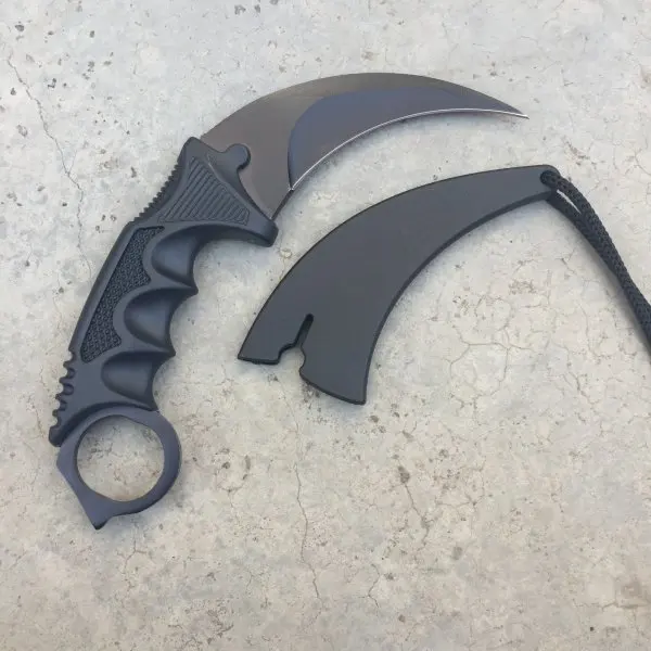 CS GO контр страйк черный нож Karambit шейный нож с оболочкой Тигр выцветание зуб настоящая игра нож с фабрики подарок - Цвет: Black