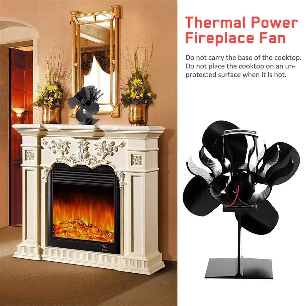 

Log Burner Stove Fan 4-Blade Fireplace Fan Upgrade Heat Powered Stove Fan Low Energy Consumption Powered Wood Fan Automatic