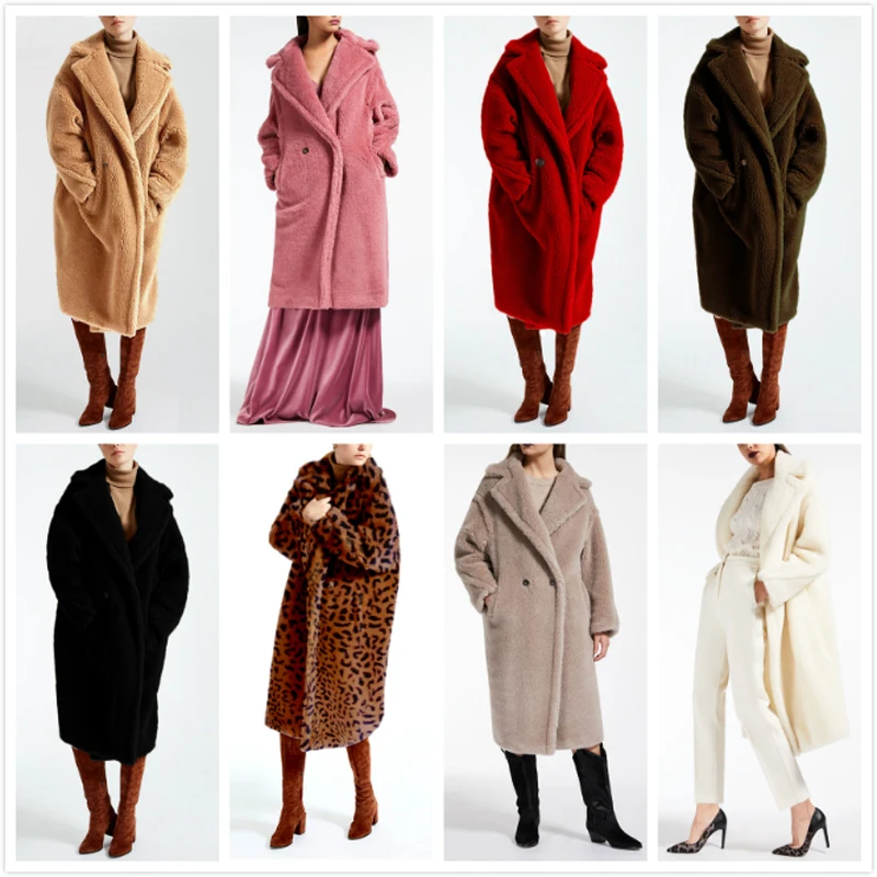 Зимняя шуба из искусственного меха с леопардовым принтом, Teddy Bear пальто Для женщин Хай-стрит Негабаритных Плюшевые куртки и пальто для будущих мам из поярок пальто с искусственным мехом, пальто
