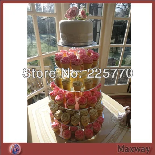 Clear 6 Tier Maypole Acrylic Cupcake Stand, Plexiglass Cupcake Display