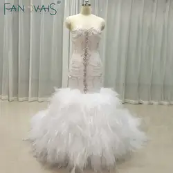 Роскошные сверкающие Свадебные платья Русалочки кристаллический топ с фесторальным низом Свадебные платья vestido de Novia 2019