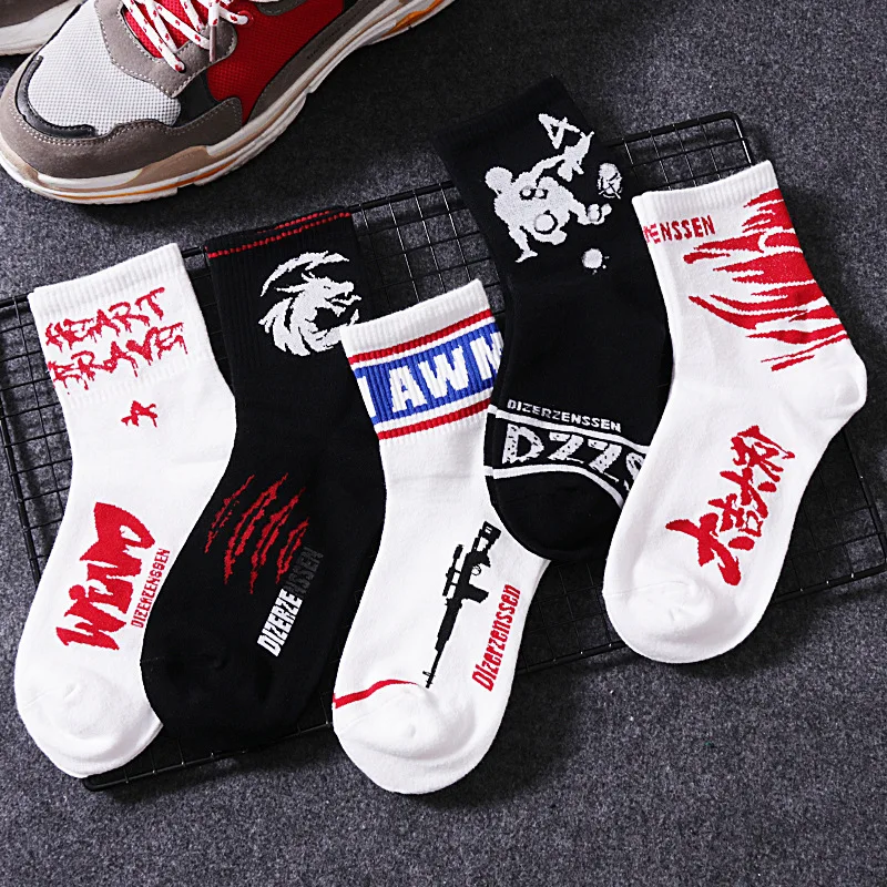 

1 Pair Hip Hop Cotton Men's Socks Harajuku Colorful Socks for Male Wedding Christmas Gifts for Mens Dress Socks