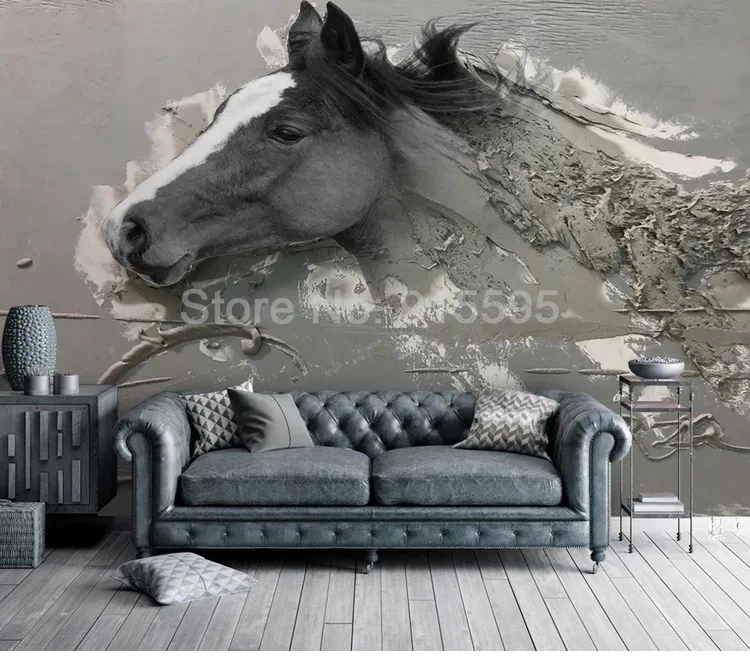На заказ настенная бумага нетканый 3D рельефный абстрактный лошадь Искусство Настенная живопись кабинет спальня фон фото настенная бумага 3D