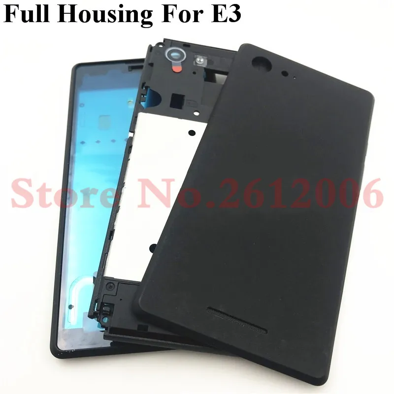 

New For Sony Xperia E3 D2203 D2206 D2202 Battery Cover Back Rear Door Housing Case + LCD Middle Chasis Frame Plate Replacement