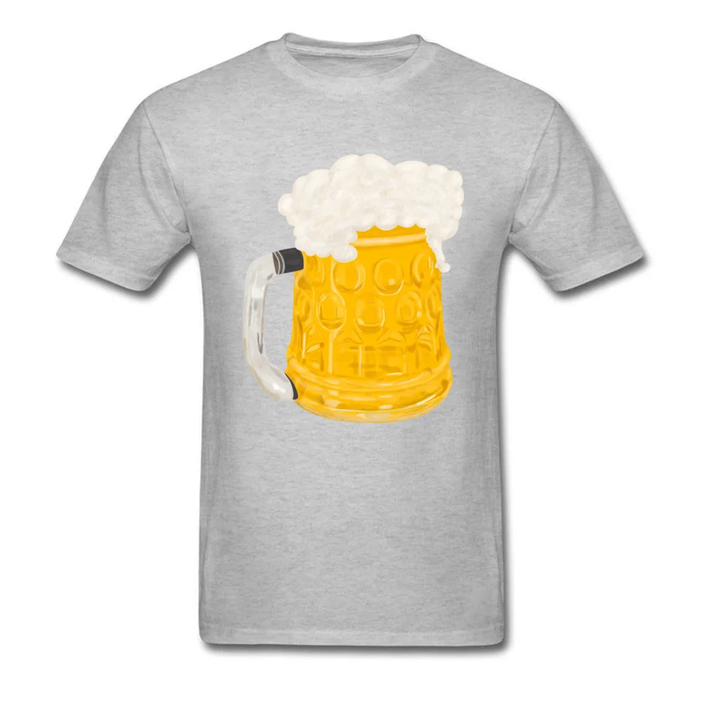  Man Top T-shirts Glass of Beer Birthday Tops Shirt Cotton Round Collar Short Sleeve Design T Shirt Summer Autumn Glass of Beer grey