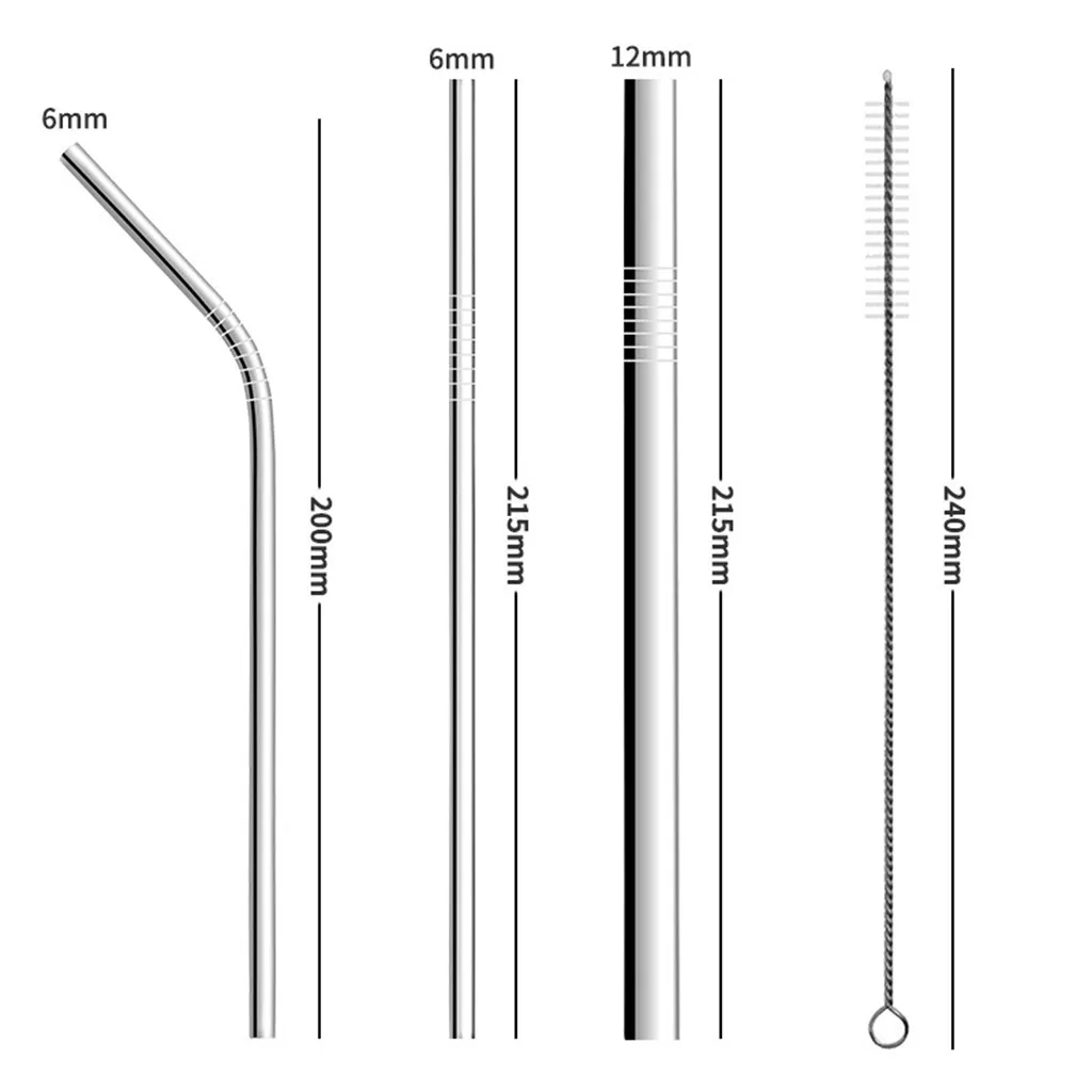 Многоразовый металлический соломинки 304 Нержавеющая сталь крепкий изогнутые прямые соломинка для напитков с щеткой для чистки бар вечерние аксессуары