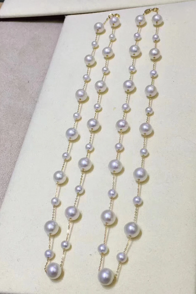 Sinya Classical 18k gold necklace freshwater pearls star family design choker fine jewelry for women Mom lover girls best gift (16)