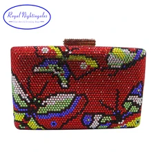 Королевские соловьи красные бабочки кристалл клатчи коробка вечерняя сумочка и вечерние сумки для женщин вечерние оптом