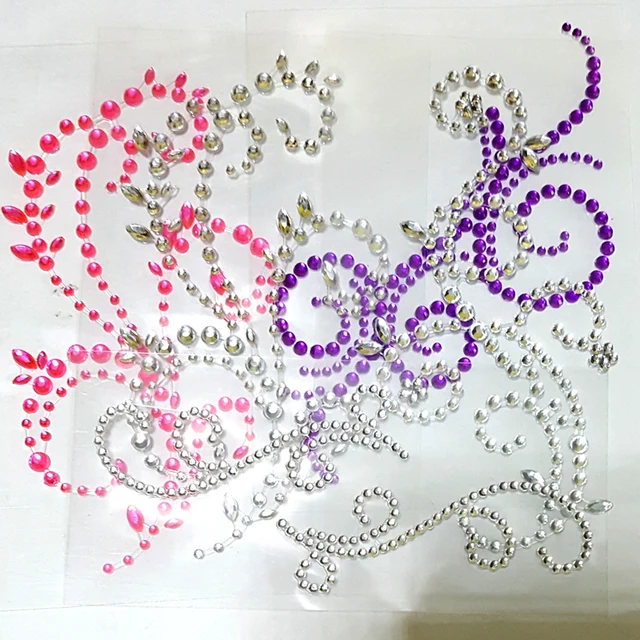 10 Sheet Flourish Flower Rhinestone Sticker Crystal Diamond Border