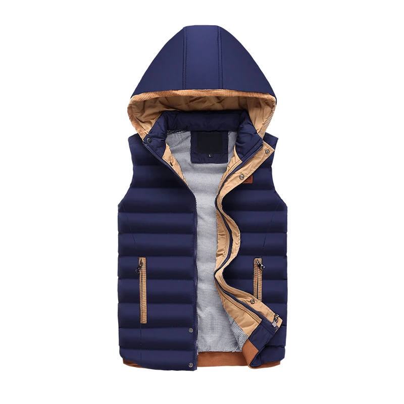 2019 New Autumn Fashion Men's Winter Vest Hooded Vest Male Cotton-Padded Waistcoat Jacket and Coat Warm Vest S-XL AYG351
