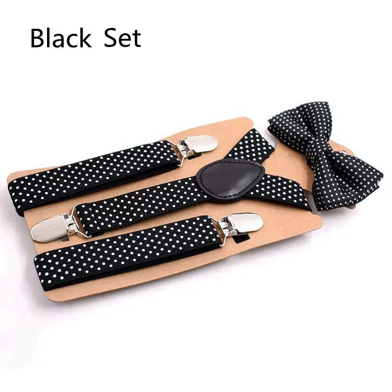 black suspender bow tie set for boy - 