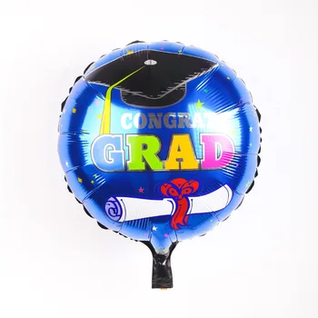 

KUWANLE 50pcs/lot 45*45cm Blue Graduation Hat Foil Balloon Happy Graduation Ceremony Party Decoration Supplies Helium Globos