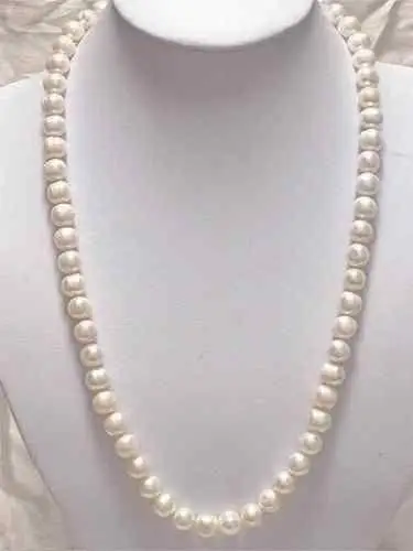

Hot sale new Style >18" 9-10mm Genuine white akoya pearl necklace