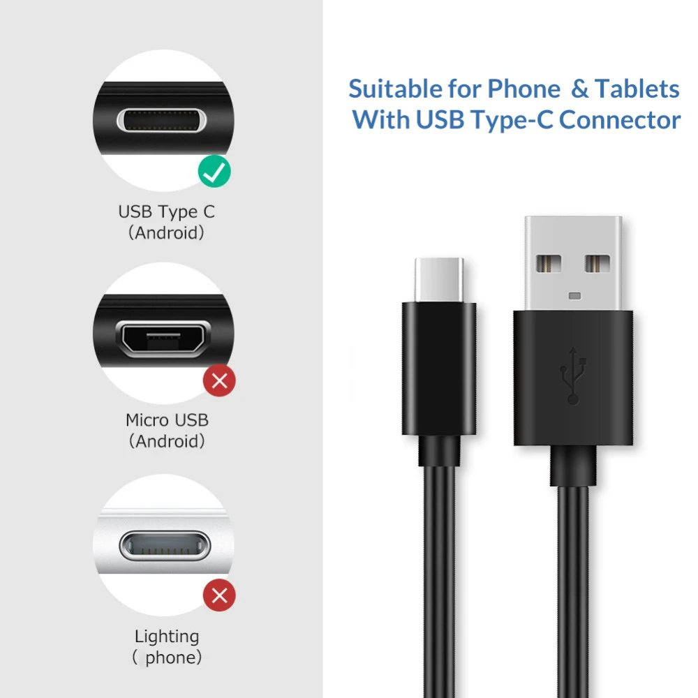 1M 2A Adaptador de Energia USB Para O Tipo C Cabo de Carregamento Data Cabo para Mobie Telefone Huawei Companheiro Nova P10 p20 P30 Xiaomi 9 Se Nota 7 9t