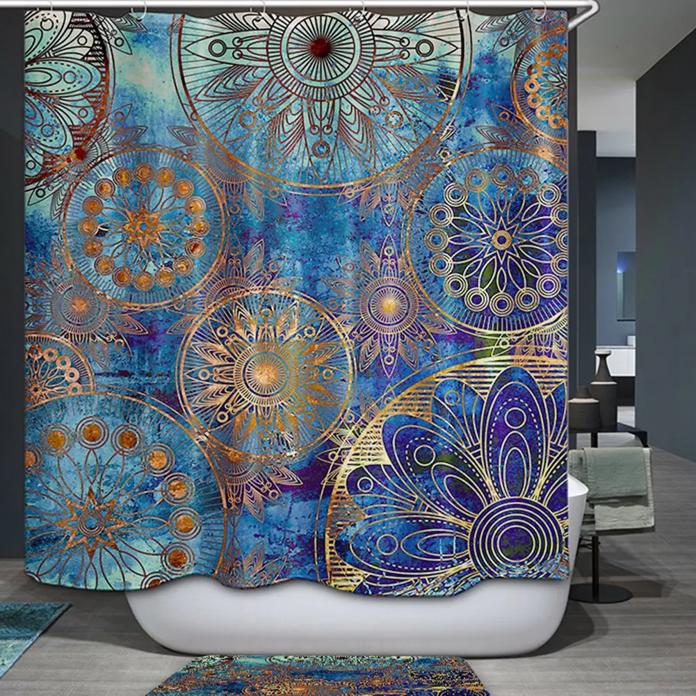 Cortina de ducha Mandala azul y púrpura Árbol de la vida con estilo Floral Mandala obra de arte Cortina de ducha Mandala azul y púrpura Árbol de la vida con estilo Floral Mandala obra de arte