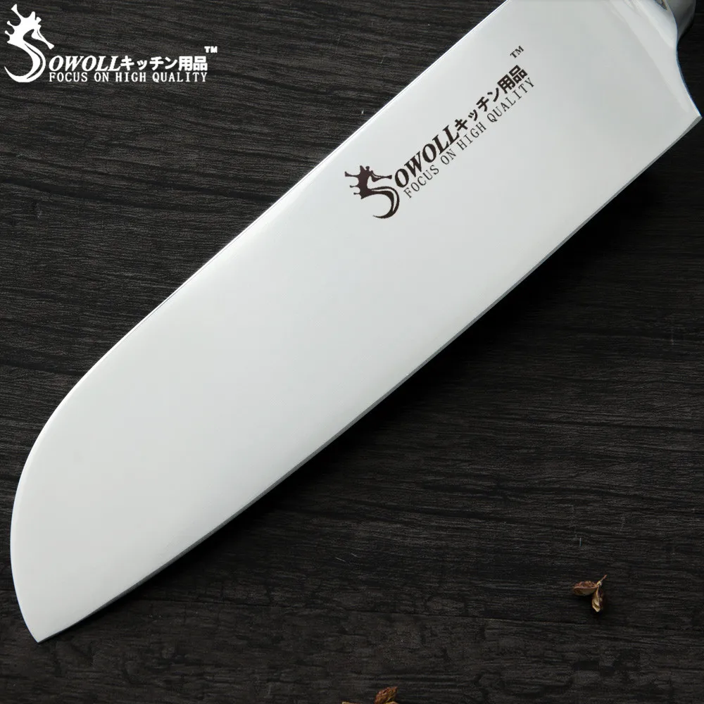 SOWOLL Германия 7Cr17mov кухонный нож из нержавеющей стали шеф-повара Santoku набор канцелярских ножей с заклепками деревянной ручкой Профессиональная кухонная посуда