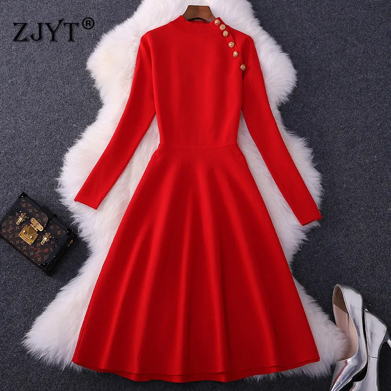 2020 New Runway Designer Long Sleeve Solid Red