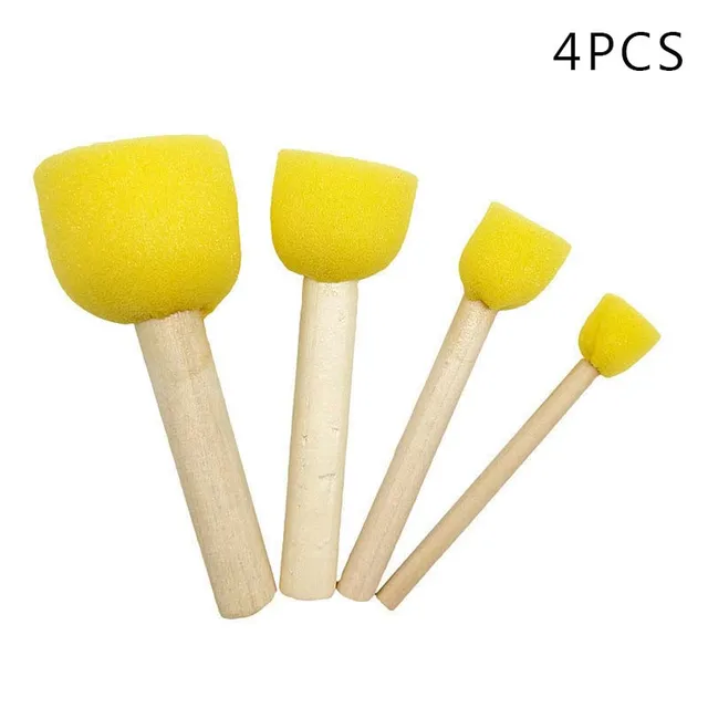 Yellow Sponge 20Pcs DIY Drawing Rotate Paint Flower Sponge Brushes Wood