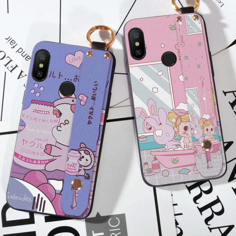 

Fashion Wrist Strap Cartoon Cases For Xiaomi Redmi Note 5 Pro / S2 Animal Rabbit Printing TPU Cover For Redmi Note 6 7 Pro