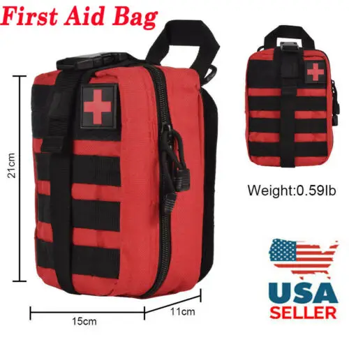 

Tactical First Aid Kit Survival Molle Rip-Away EMT Pouch Bag IFAK Medical Red