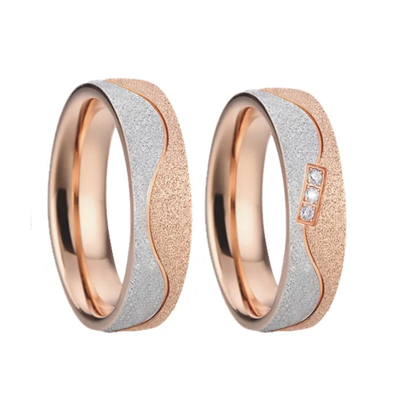 Jewelry wedding band couple rings men anillos anel Silver Rose Gold Color Emery engagment rings for women (1)