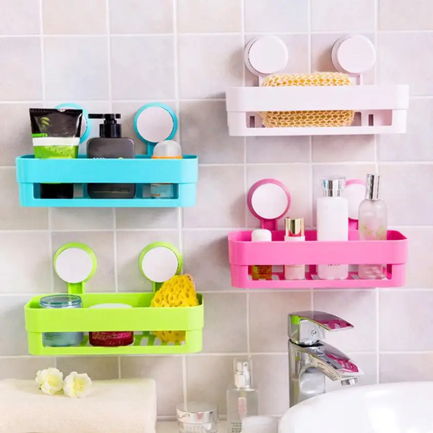 

kitchen Organizer Bathroom Storage Holder Shelf Shower Caddy Tool For Kitchen Bathroom Organizer Rack Basket Sucker Cup t27