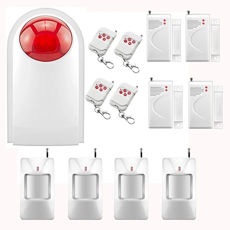 

Home Burglar Security Alarm System Wireless Flash Strobe Siren Detector Sensor Kit Home Garage Automation System 433MHZ