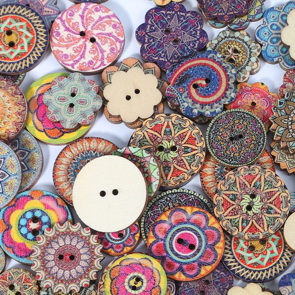 

50pc Natural Wooden Buttons Round Spiral Sewing Buttons Scrapbooking 2 Holes Sewing Accessories For Child