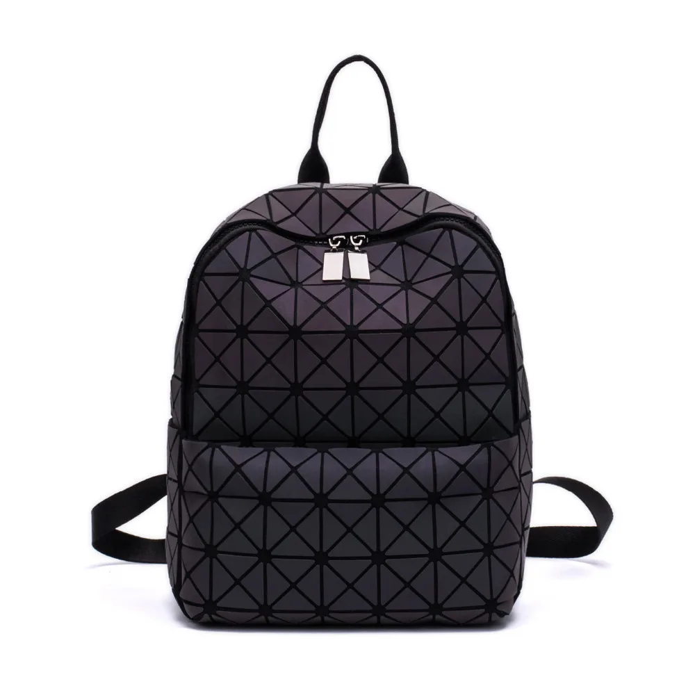

Newest Hologram geometric diamond checkered backpack luminous travel men women backpack pvc laser holographic sac a dos