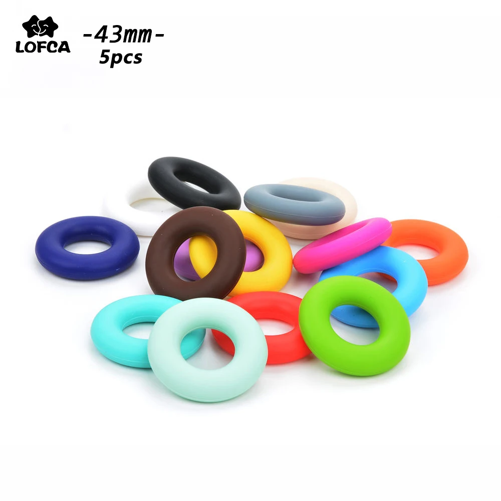

5pcs/lot Cute Donut Loose Silicone Beads For Silicone Necklace Teething Toys For Toddlers Organic Silicon Teething Beads Safe